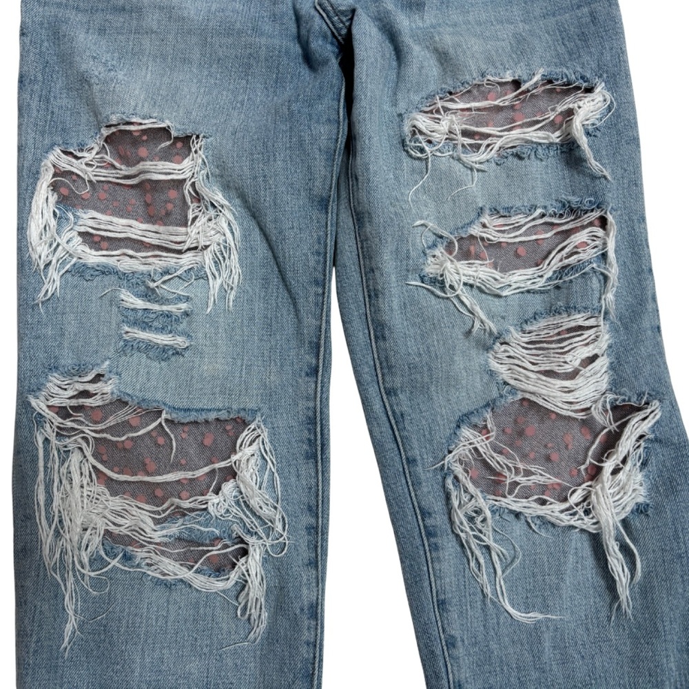 Upcycled by Me: Pistola Customized Relaxed Fit Boyfriend Denim Jeans Pink 28 - Picture 2 of 11